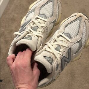 New Balance Beige and Light Gray Sneakers